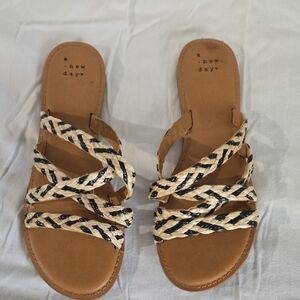 A New Day Women's Braided Tan and Black Sandals